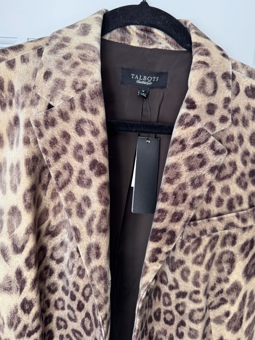 NWT Talbots Kate Fit Leopard Print Velvet Blazer Jacket 16 Tan Mob wife Curvy - Picture 11 of 16
